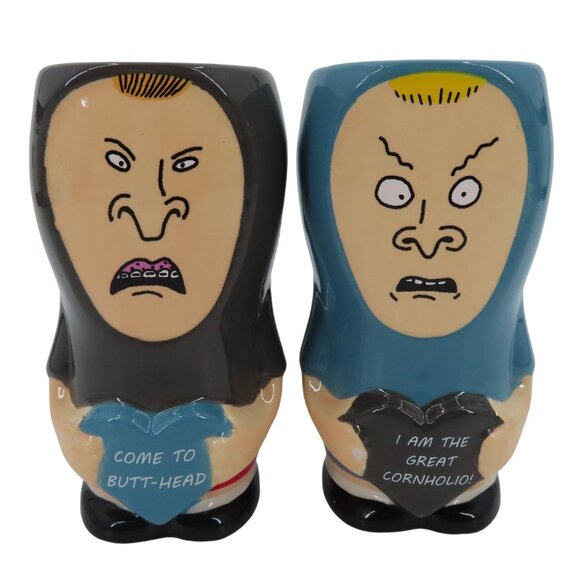 Zak Designs Beavis Butthead Cornholio Ceramic Coffee Mugs Cups Set of 2 NEW - Picture 1 of 15